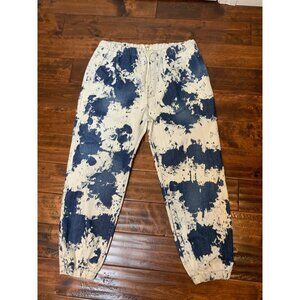CELINE Paris Blue White Splash Camo Bleach Wash Denim Joggers NWT $790, Size 34
